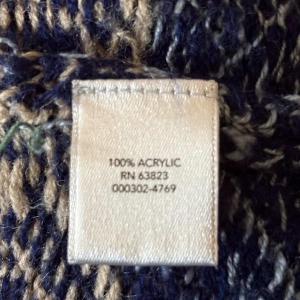 Christopher & Banks Blue/Tan Boho Geometric Hooded Cardigan Sweater size Medium